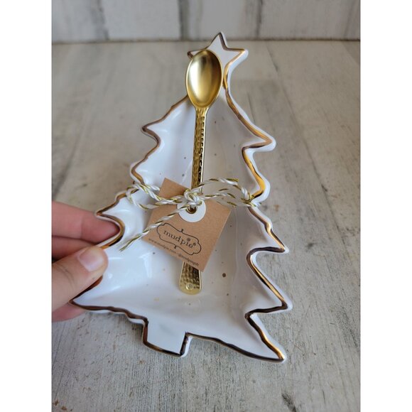 Mud pie dip bowl set tree-shaped Xmas home decor small - Picture 3 of 5